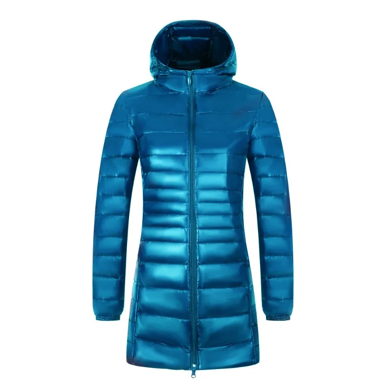 Chaqueta larga de plumón para mujer, abrigo acolchado con capucha, ligero y cálido, con bolsa de almacenamiento para facilitar su transporte, ideal para el invierno, prenda de abrigo informal.