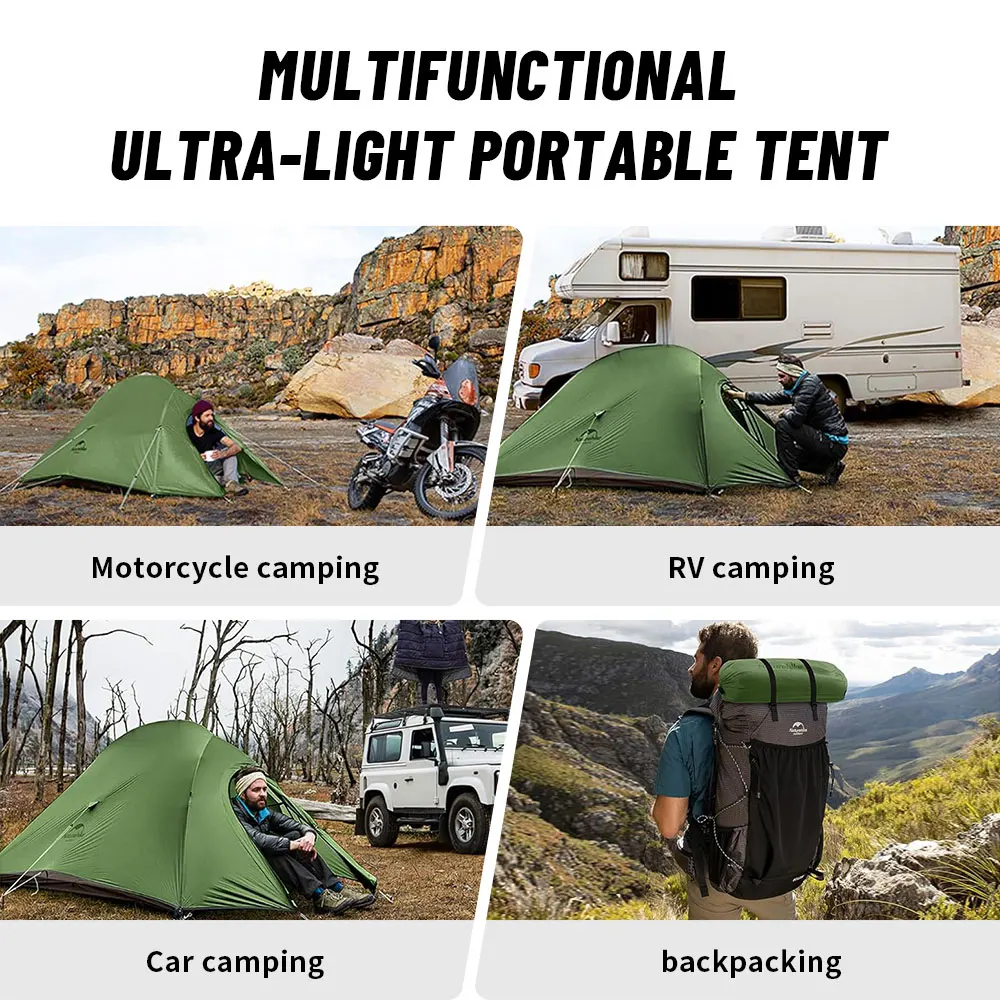 Naturehike Cloud Up 1, 2 y 3 personas tienda de campaña ultraligera impermeable tiendas de senderismo senderismo mochilero refugio tienda de viaje