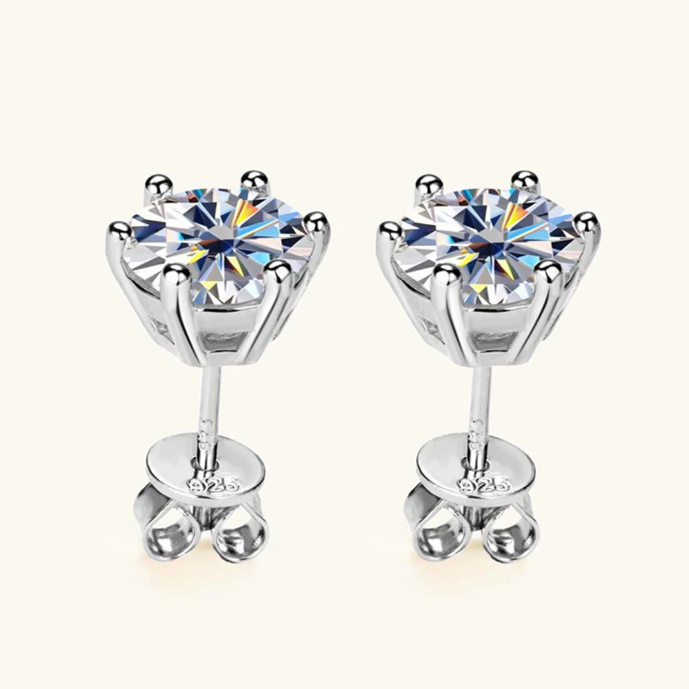 0.5-2ct Moissanite Diamond Stud Pendientes 18K Chapado en oro amarillo 925 Pendiente de boda de plata para Mujeres Hombres Joyería de lujo con GRA
