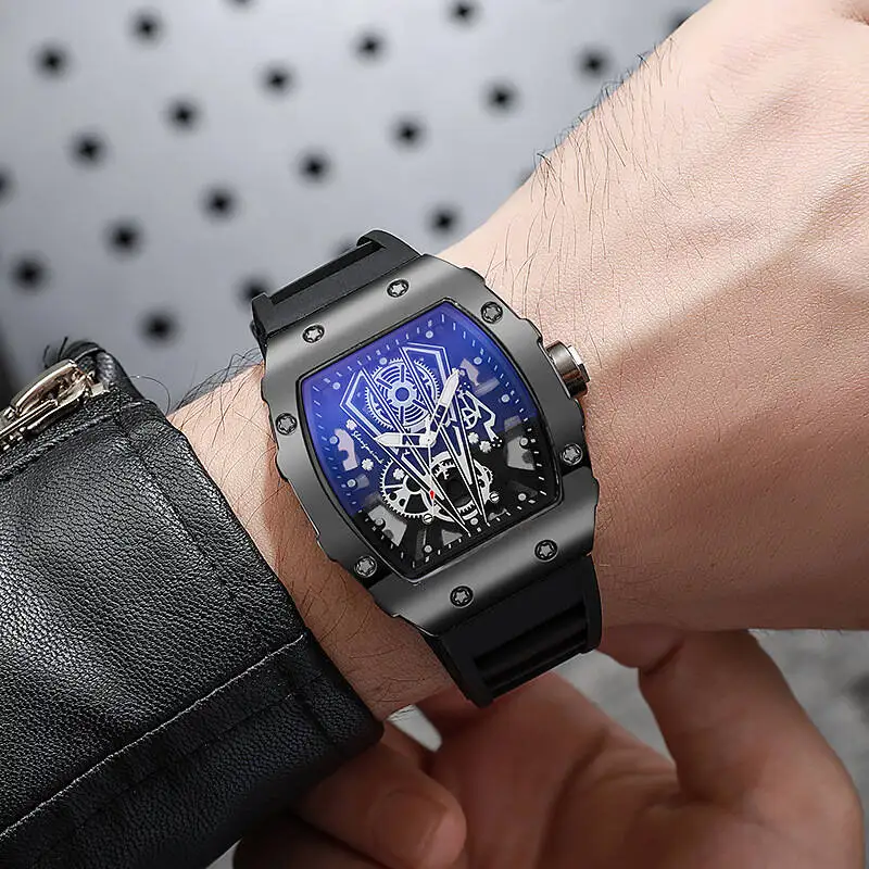 1/2 Uds. Reloj de cuarzo de lujo con esfera grande para Hombre, correa de silicona informal, relojes deportivos para Hombre (sin caja)