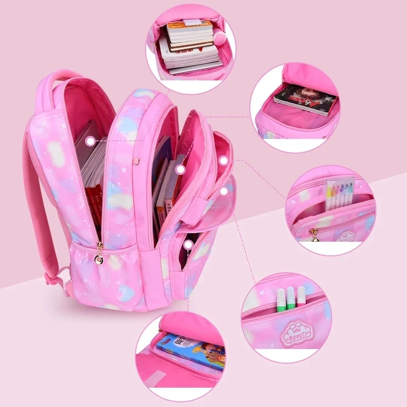 Mochila escolar para niños y niñas, color rosa, para chico, adolescente, primaria, Kawaii, bonita, resistente al agua