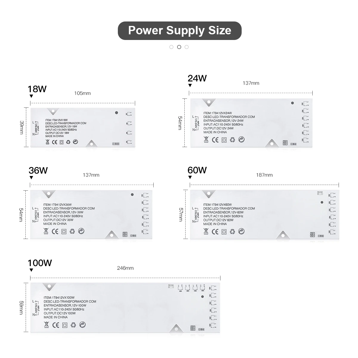 Transformador de iluminación LED DC12V 2A 3A 5A 8A, adaptador de fuente de alimentación, puerto Dupont, controlador de tira LED, bricolaje, armario para el hogar, estante de luz