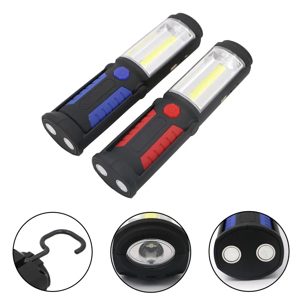 Luz de trabajo COB LED 90 °   Linterna giratoria, lámpara de Camping impermeable, imán, carga USB, luz de reparación de coche, gancho, linterna