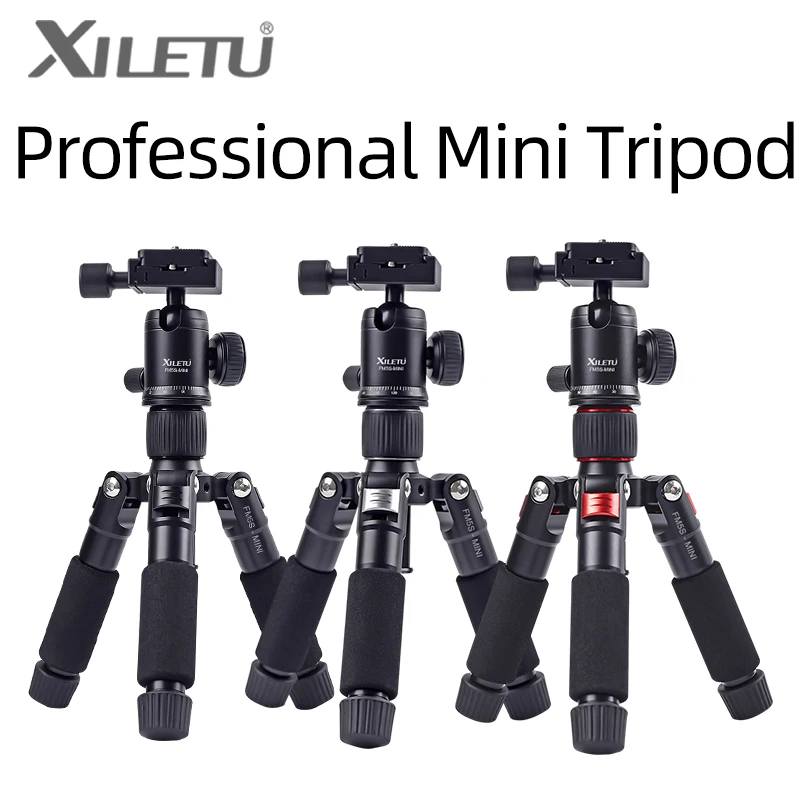 XILETU FM5S trípode portátil soporte de viaje ligero Mini trípode de vídeo de sobremesa con trípode de cabeza de bola de 360 grados para cámara