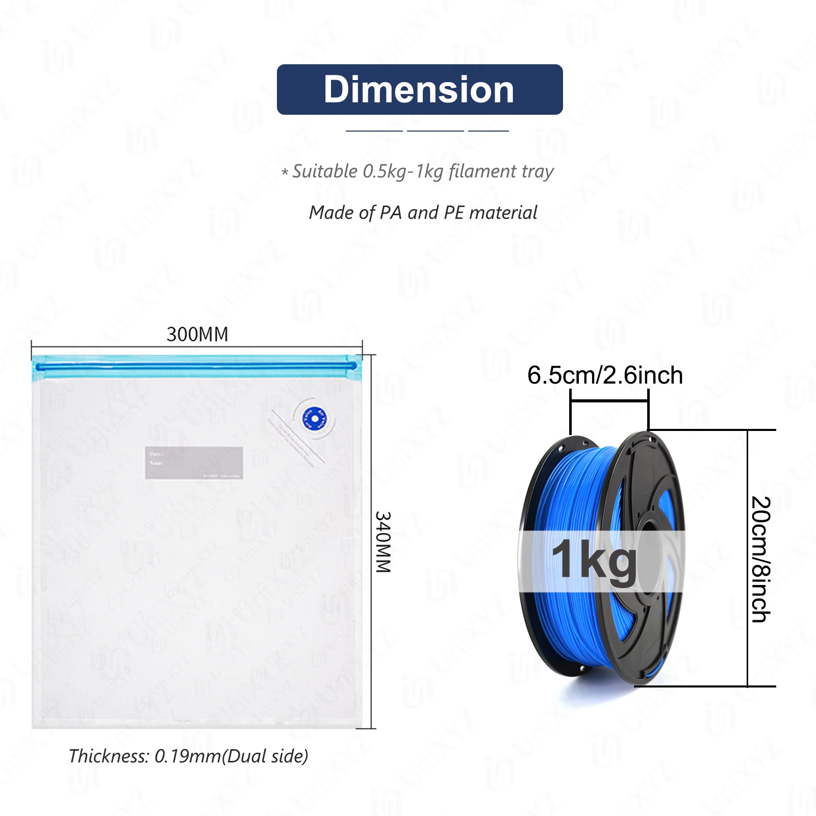 Bolsas de Almacenamiento al Vacío para Filamento de Impresora 3D PLA ABS TPU PETG de 1 kg, Mantienen el Material Seco, Evitan la Humedad, Bolsa Protectora para Filamento