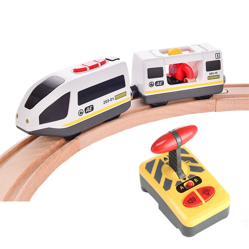 Juego de tren eléctrico RC, locomotora, tren magnético, juguete con ranura fundida, apto para marca, pistas ferroviarias de madera, juguetes para niños, regalos