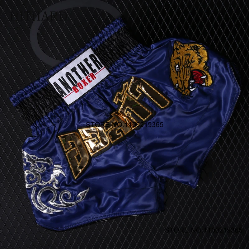 Pantalones cortos Tiger Muay Thai, pantalones cortos de satén para Kick Boxing, hombres, mujeres, niños, gimnasio, artes marciales, ropa de entrenamiento MMA, pantalones de lucha Kickboxing BJJ