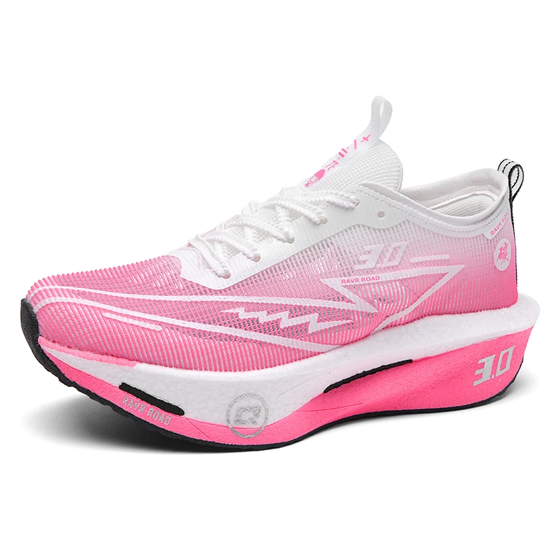 Zapatillas para correr para hombre, zapatillas deportivas para maratón con placa de carbono, transpirables, ligeras, antideslizantes, cómodas, atléticas, para mujer
