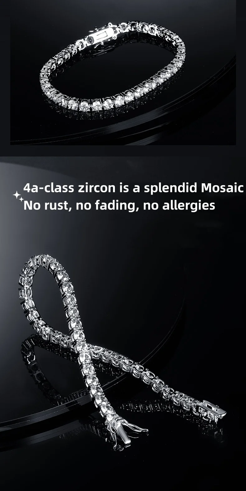 Pulsera de Tenis de Zirconia de Grado 4A Chapada en Plata 925 y Oro 18K a Precio de Fábrica para Hombre y Mujer, Joyería Exquisita de Moda y Personalidad