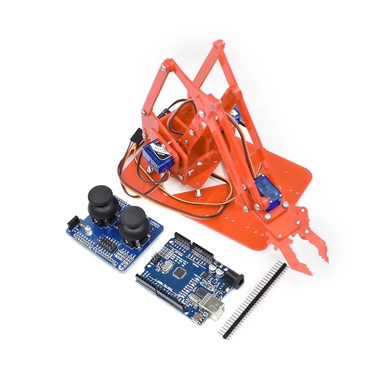 SG90 MG90S Brazo Robótico Mecánico de Acrílico de 4 Grados de Libertad Sin Ensamblar, Garra Manipuladora para Arduino, Kit de Aprendizaje DIY para Makers