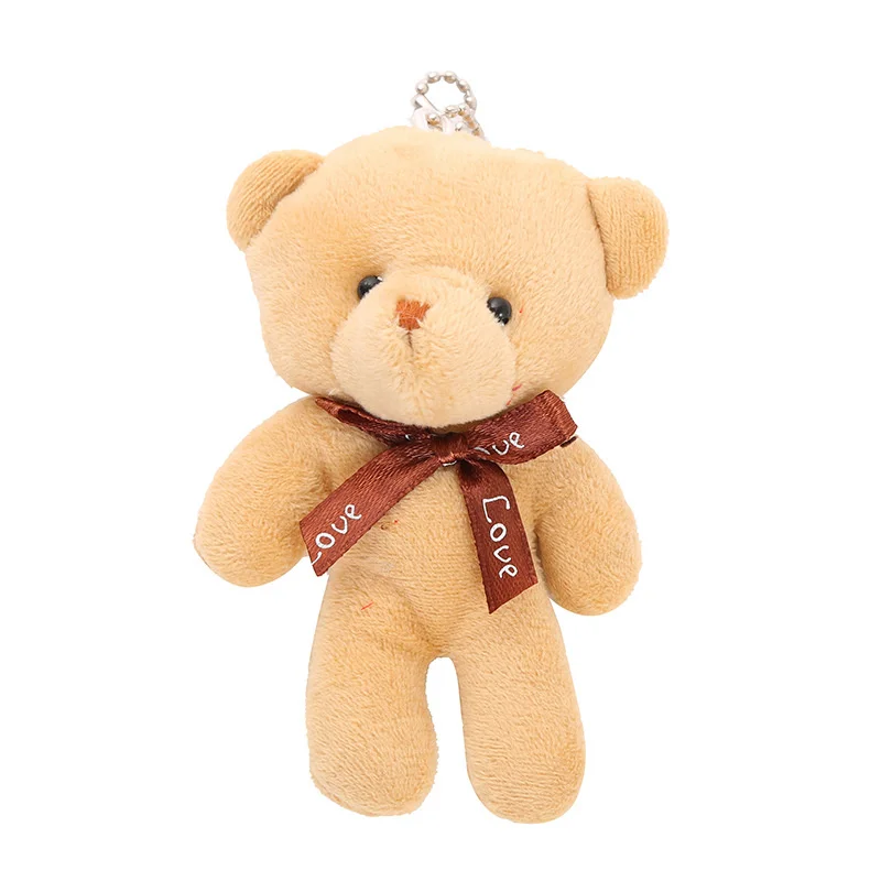 10 unids/pack 12cm Mini pajarita oso de peluche colgante juguete de peluche llavero de peluche de peluche colorido