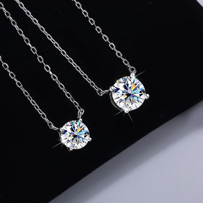 Moissanite diámetro 6,5mm 0,5-5CT mujer colgante Sier collar para mujer cadenas fiesta nupcial joyería fina 925 collar de plata esterlina