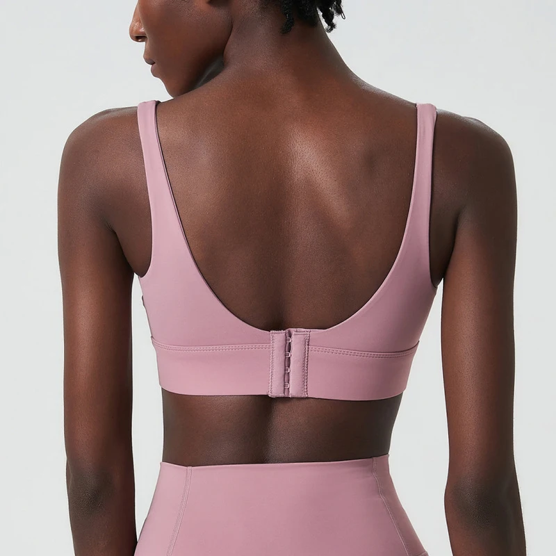 Sujetador de Yoga de alto impacto para mujer, ropa interior deportiva de Color sólido, Sexy, Ajustable, transpirable, para gimnasio, correr, Top con almohadillas