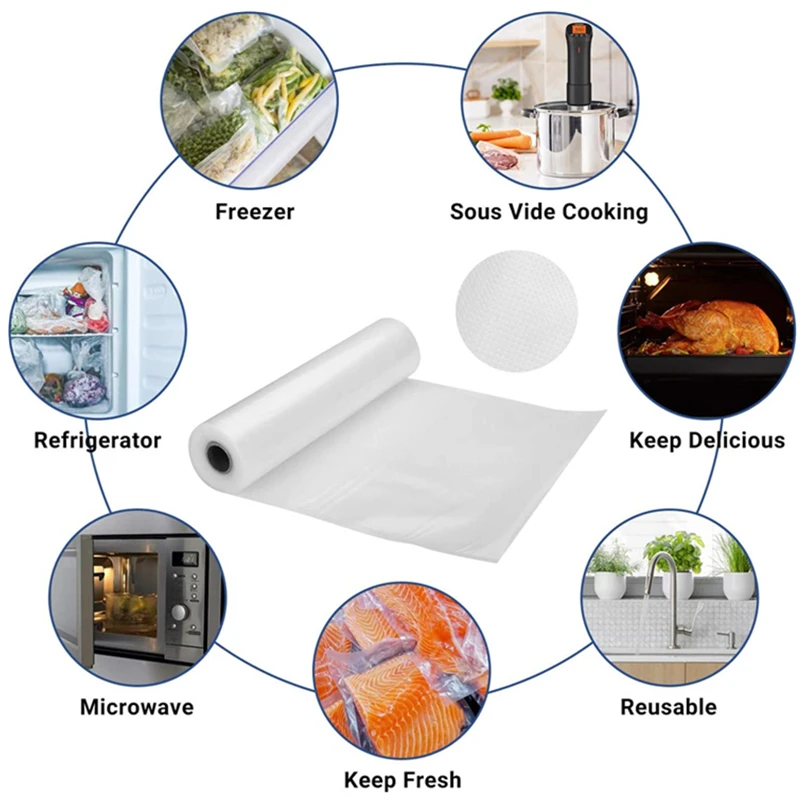 INKBIRD-bolsas de almacenamiento de alimentos sin BPA, rollos selladores seguros para microondas y congelador, ideal para almacenamiento Vac, preparación de comidas y cocina Sous Vide
