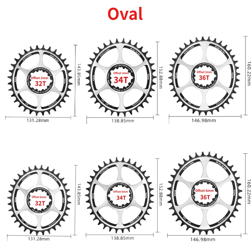 VXM plato de bicicleta 1/3/6mm Offset MTB bicicleta de carretera 30/32/34/36/38/40T rueda dentada para GXP 9/10/11/12 platos y bielas de velocidad