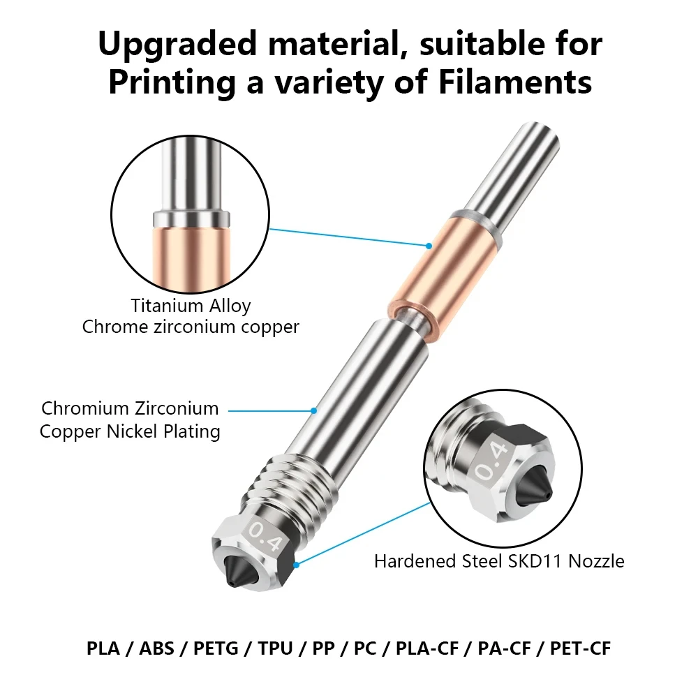 Nuevo Hotend Mejorado para Bambu Lab P1P X1C P1S X1 X1E TZ4.0, Cabezal de Impresión Hot End Mejorado, Piezas de Impresión 3D para Impresora 3D Bambulab