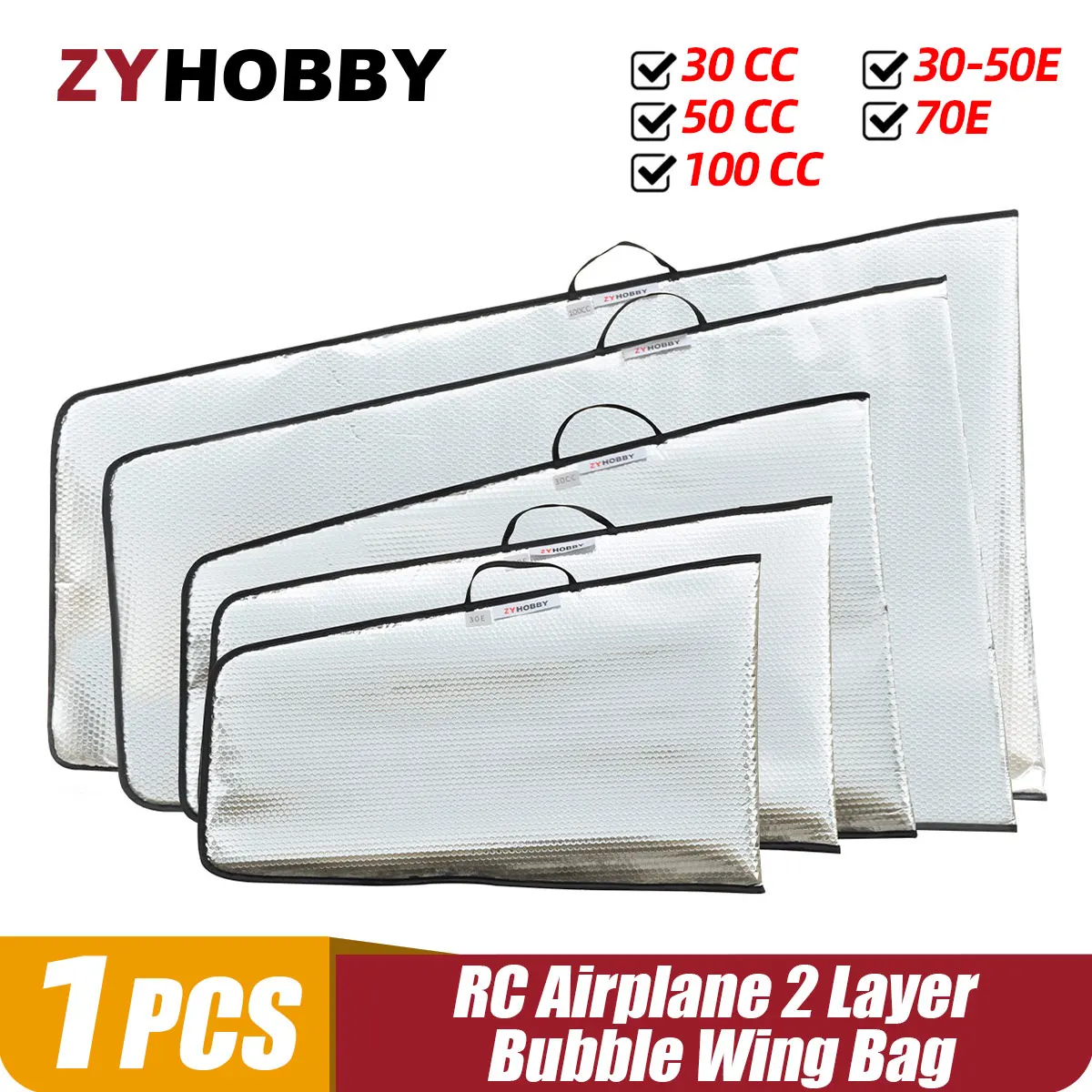 Bolsa de ala de burbuja de 2 capas, carcasa protectora para avión 30E 70E 30CC 50CC 100CC RC, 1 ud.