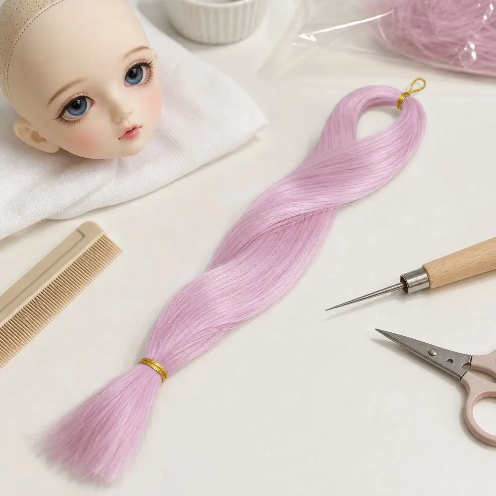 Peluca de Fibra de Seda de Leche de 80cm Resistente al Calor, Textura Suave y Lisa, para BJD SD