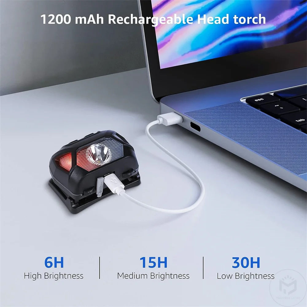 Linterna frontal recargable por Usb, 6 modos, resistente al agua IPX4, linternas LED para cabeza con luz roja y verde para pesca al aire libre