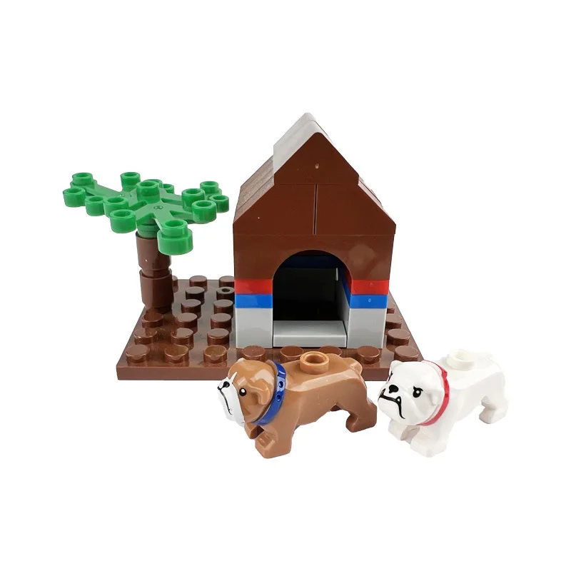 Bloques de Construcción Compatibles con Animales para Niños, MOC, Perro Policía de Pelo Dorado, Husky, Bulldog, Chihuahua, Ladrillos de Modelo, Juguetes DIY para Niños, 5 Piezas