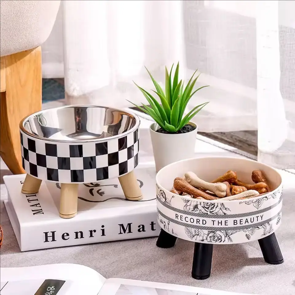 Cuencos elevados de acero inoxidable para mascotas, platos de agua para comida para perros y gatos, cuencos de alimentación elevados para mascotas