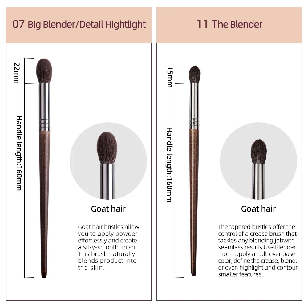 OVW 10 Uds sombra de ojos profesional delineador de ojos licuadora detalle sombreador corto crema para párpados juego de brochas de belleza