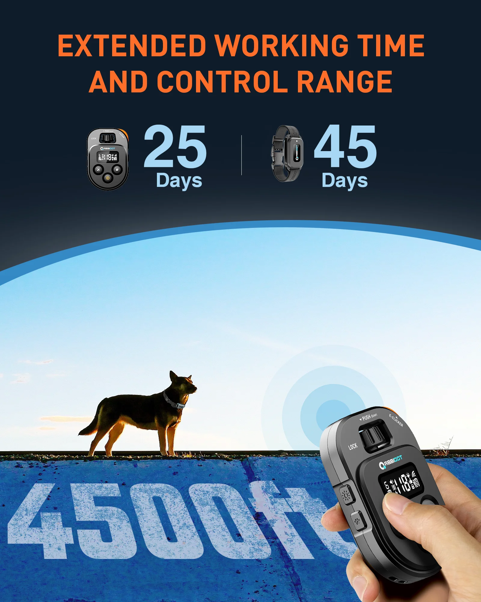 Collar de Adiestramiento para Perros ABBIDOT T60 2 en 1 con Correa y E-clicker, Descarga Eléctrica, 4500 pies (1370 m), Impermeable, 118 Niveles, Control para 6 Perros