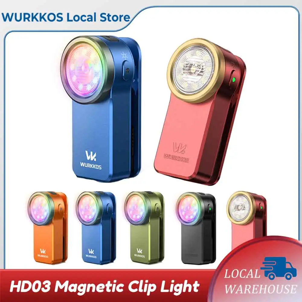 Linterna de clip Wurkkos HD03, 680 lúmenes, recargable por USB-C, linterna de bolsillo, mini foco/proyector portátil EDC RGB con imán, adecuada para campamentos cotidianos y emergencias.