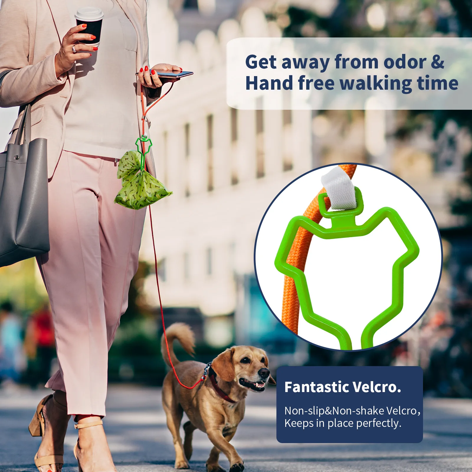 Soporte para bolsa de excrementos de perro, soporte para bolsa de residuos, dispensador de correa para perro, soporte manos libres para bolsas de excrementos de perro, productos de limpieza para perros