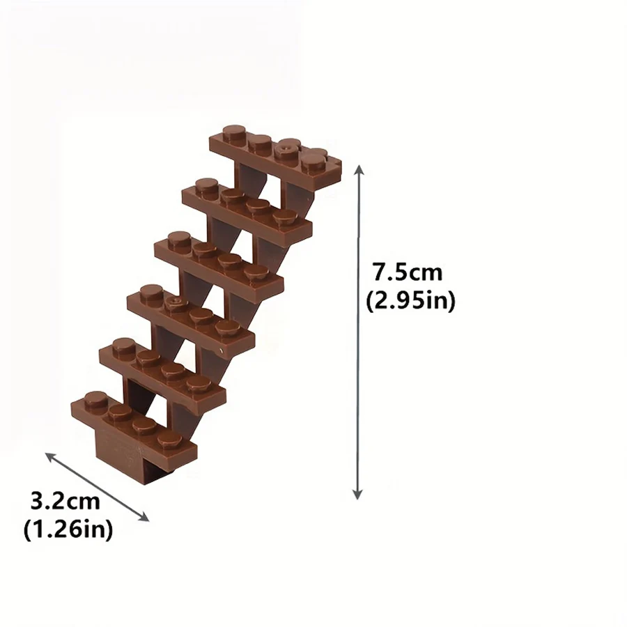 4 Uds. Escalera ladrillos MOC 7x4x6 casa escaleras recta abierta 30134 escalones escalera Modular mi ciudad bloque de construcción DIY ladrillos de juguete