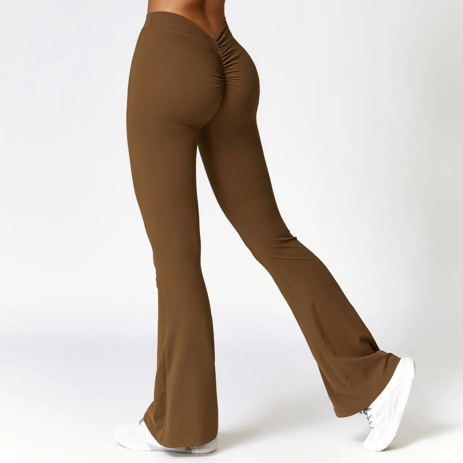 Mallas acampanadas en forma de V, pantalones de Yoga a la cadera para mujer, pantalones de pierna ancha de cintura alta, pantalones acampanados deportivos para gimnasio y Fitness, pantalones de baile latino