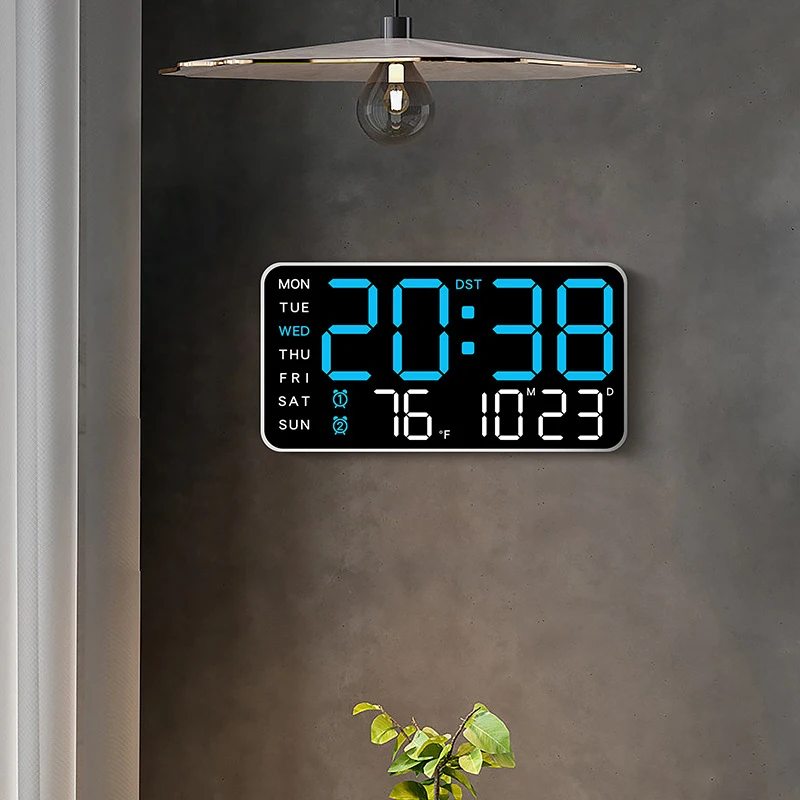Reloj de pared Digital grande, pantalla de temperatura, fecha, semana, Control remoto, alimentado por USB, reloj de mesa, alarmas duales montadas en la pared, relojes LED