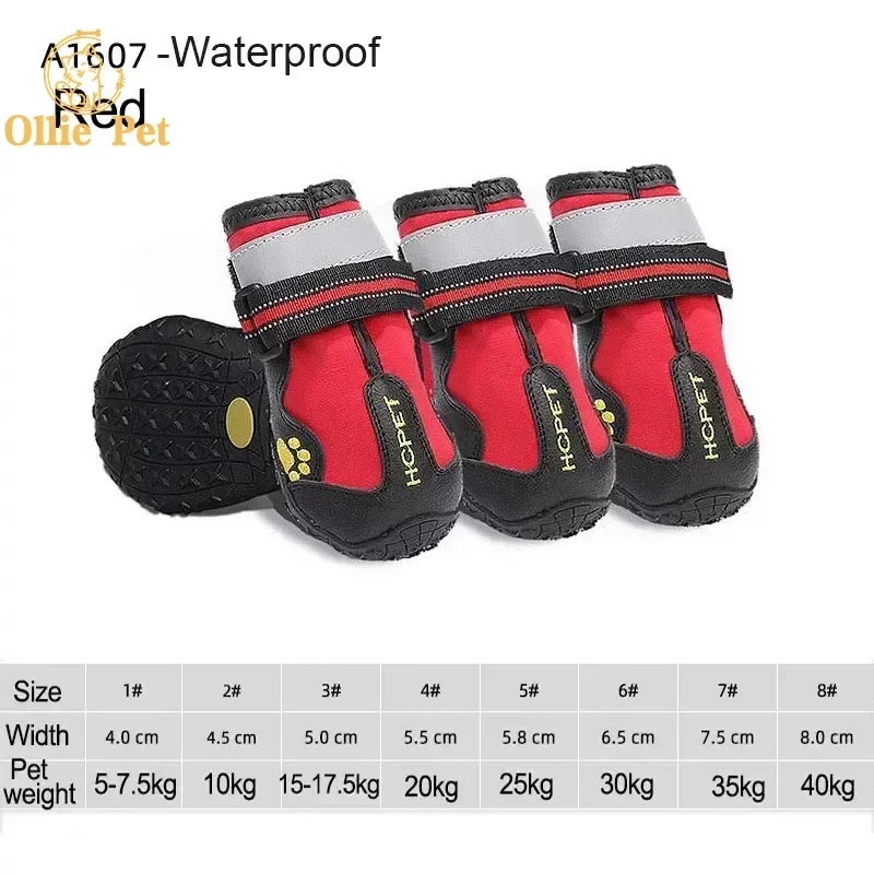 Zapatos para perros, Botas de lluvia antideslizantes impermeables, cálidas, reflectantes para nieve, para entrenamiento deportivo para mascotas pequeñas y grandes, protege los pies de las mascotas, 4 Uds.