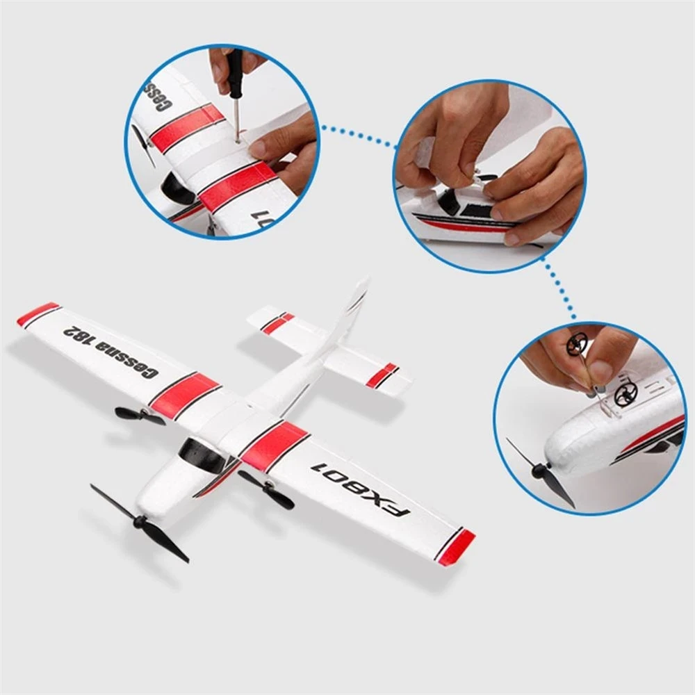 Avión FX801 RC de espuma EPP, 2,4G, 2 canales, RTF, Control remoto, avión de envergadura fija, juguetes, regalos para niños