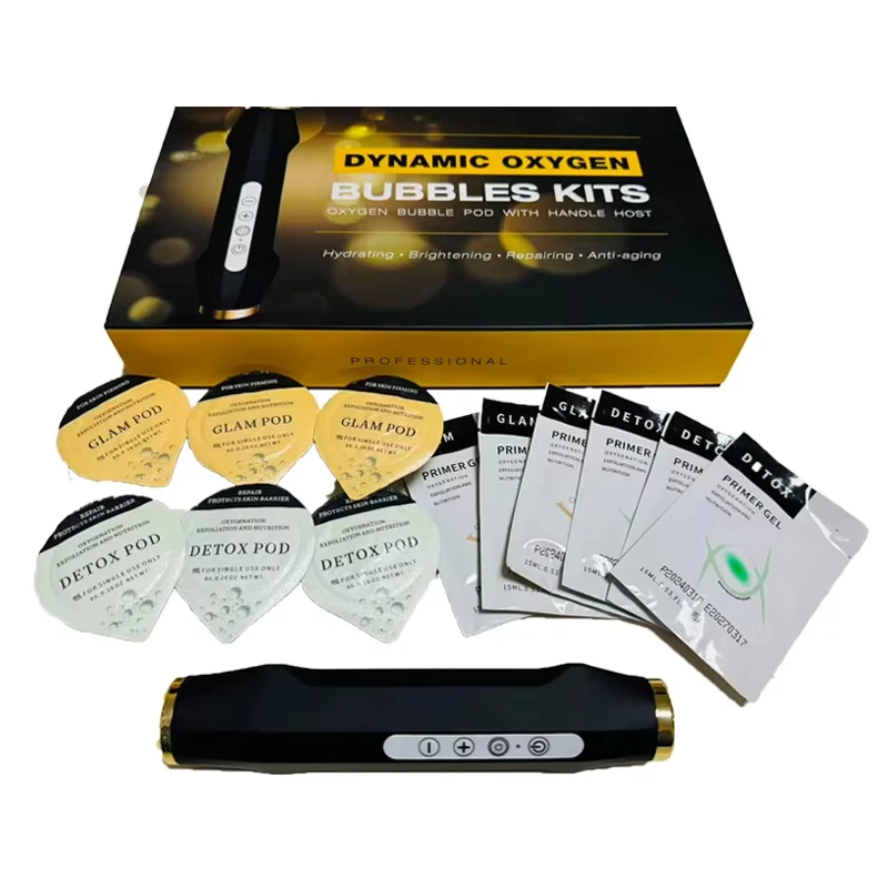 Nuevo diseño, bolígrafo de burbuja de CO2 recargable de mano, cápsulas de oxigenación, cápsulas, máquina Facial de estiramiento de la piel, Kit Facial de oxígeno