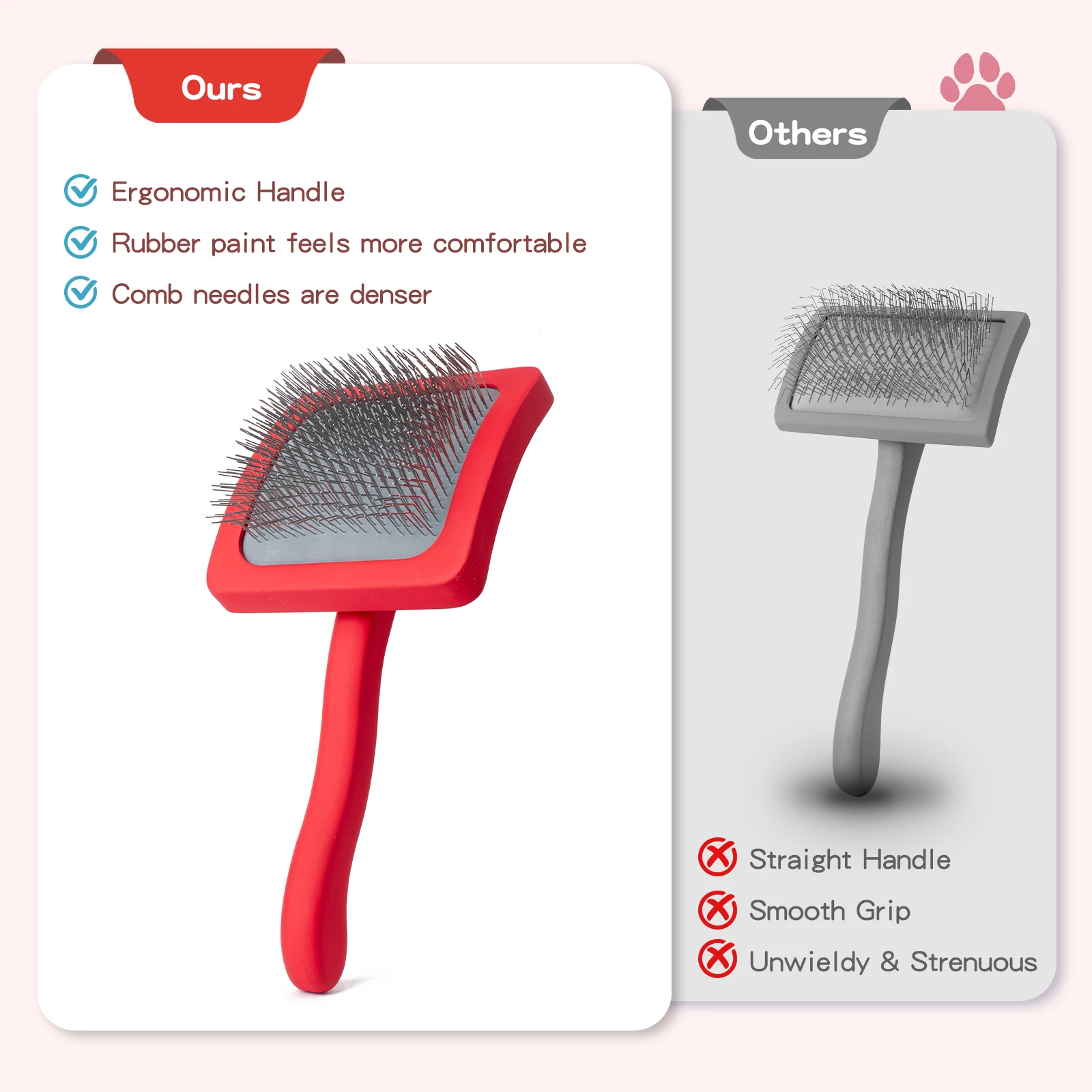 Cepillo rebanador profesional para perros y gatos, alfileres de acero inoxidable para masaje suave, peine para quitar pelo