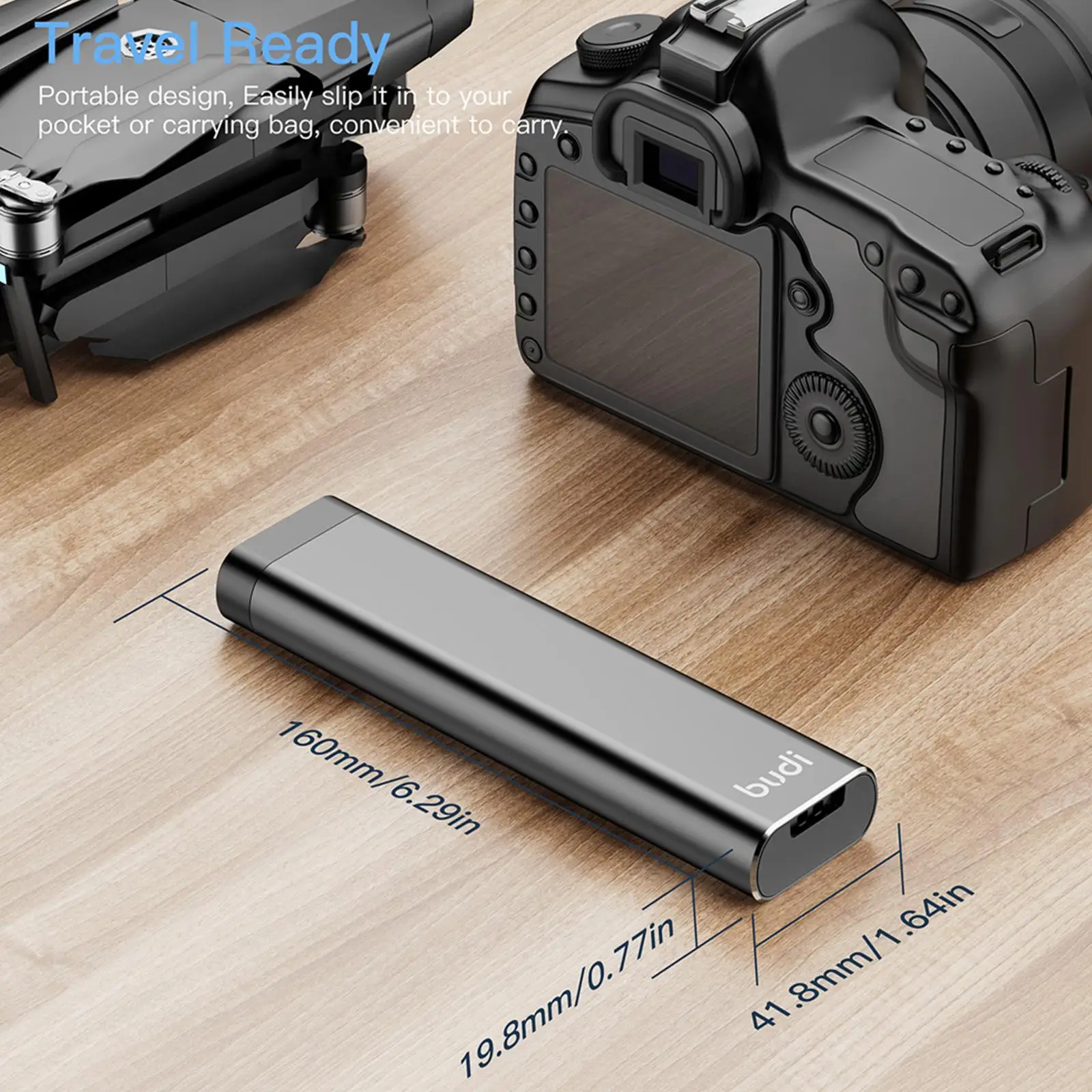 BUDI-Adaptador de Cable multifuncional, almacenamiento de tarjetas portátil, Cable de datos, caja Usb, accesorios universales para teléfono