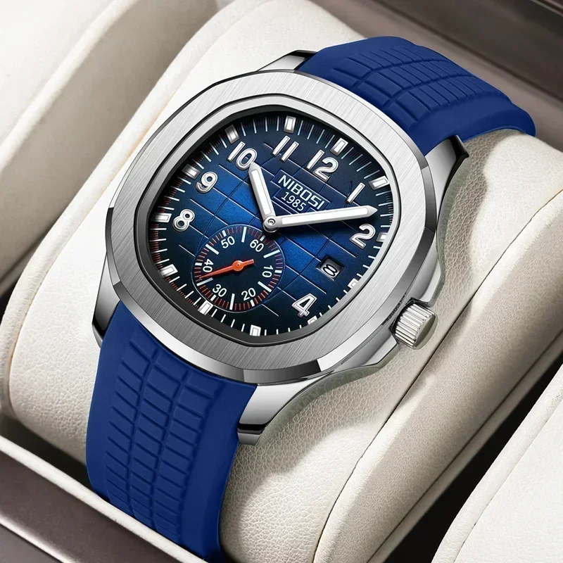 Relojes deportivos NIBOSI para Hombre, relojes de marca superior de lujo con fecha automática, relojes de cuarzo AQUANAUT luminosos resistentes al agua para Hombre, Reloj para Hombre