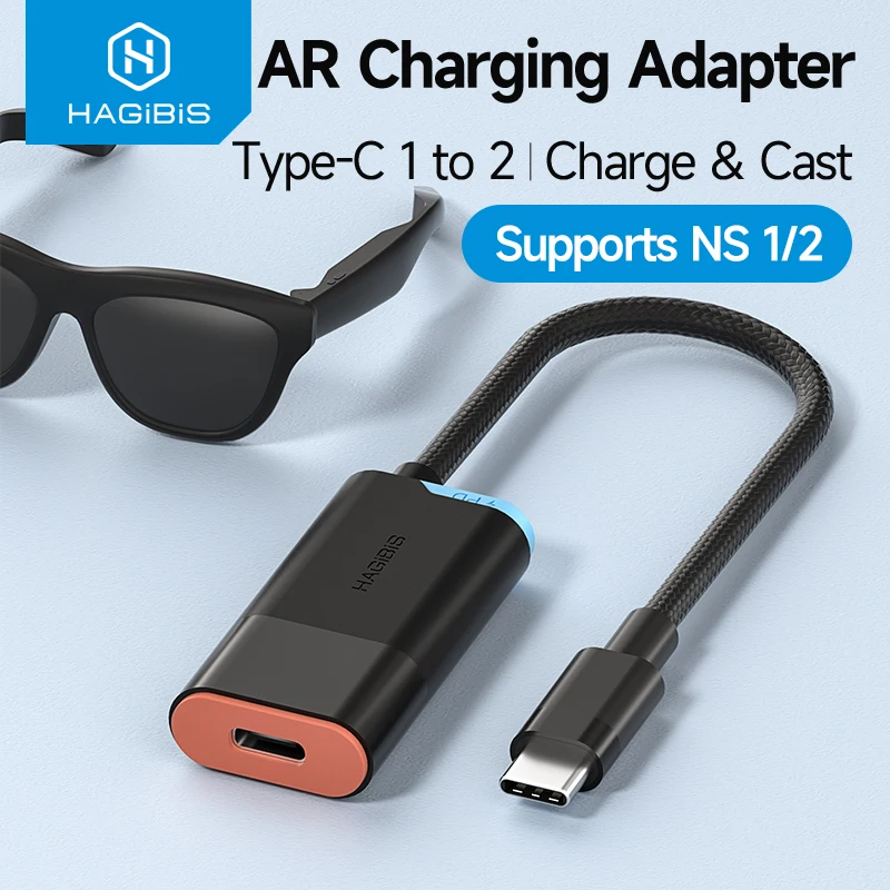 Adaptador de Carga USB-C a Gafas AR Hagibis, Convertidor de Carga y Reproducción, HUB USB C PD de 100W para Switch 1/2, Rokid/Xreal/RayNeo Air