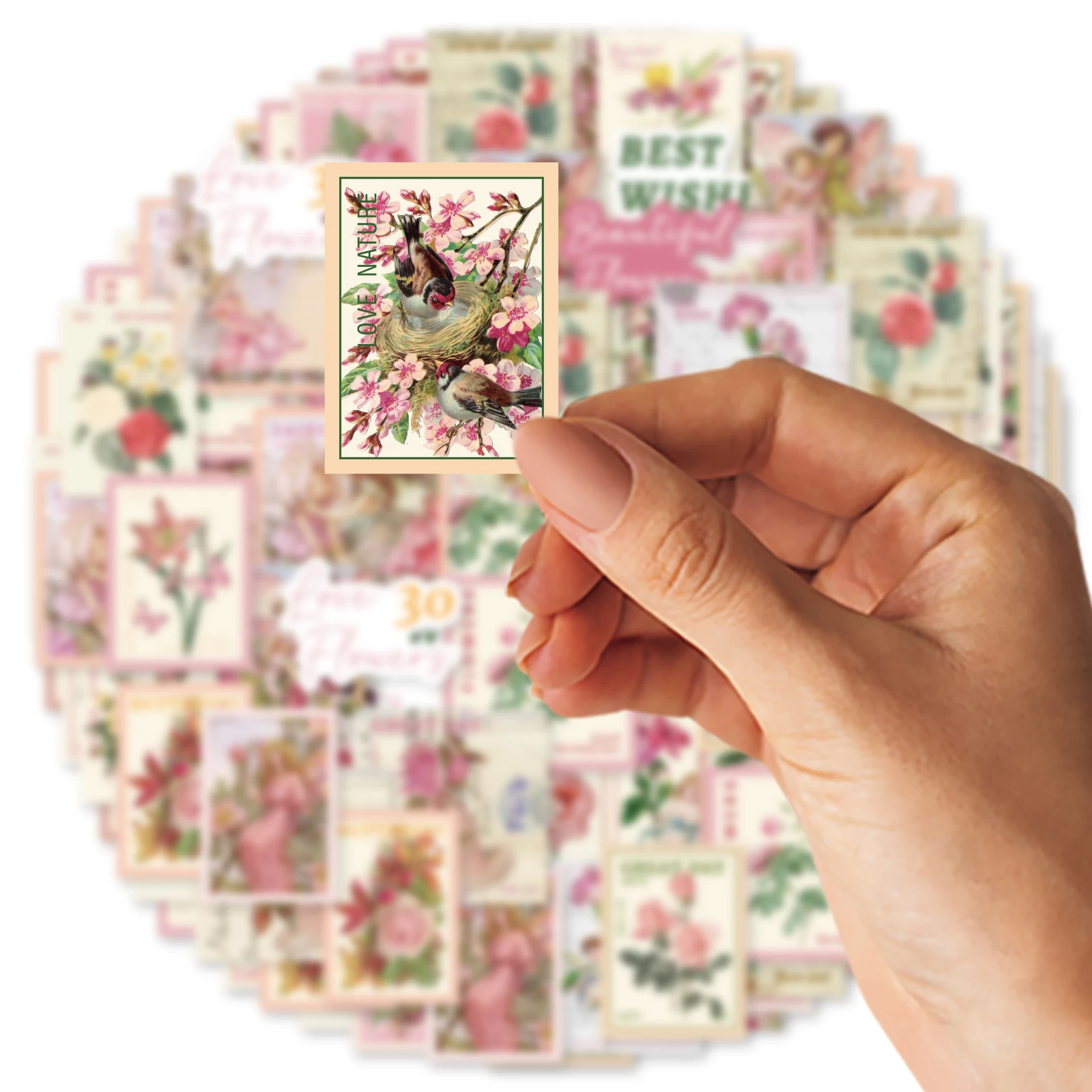46 Uds. De pegatinas de grafiti Vintage de rosas, hadas y pájaros, cuaderno decorado, taza de agua, maleta, guitarra, juguete clásico, álbum de recortes, calcomanía DIY
