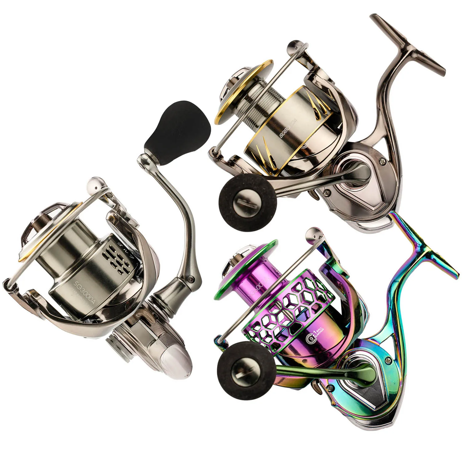 Carrete de pesca 1000-6000 5,2: 1 9 + 1BB carretes de pesca arrastre máximo 10-25KG carrete giratorio de potencia carrete de cuerpo de Metal para carrete de agua de mar