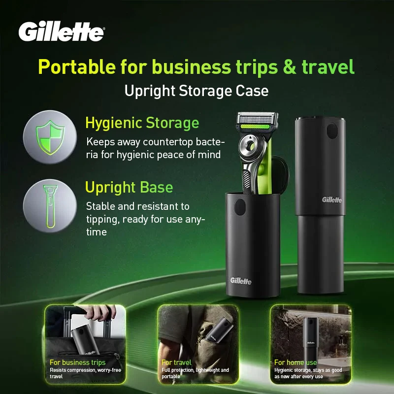 Estuche de Viaje 2 en 1 Gillette Labs, Soporte Magnético Compacto para Afeitado con Ventilación e Higiene para la Maquinilla de Afeitar Gillette Labs
