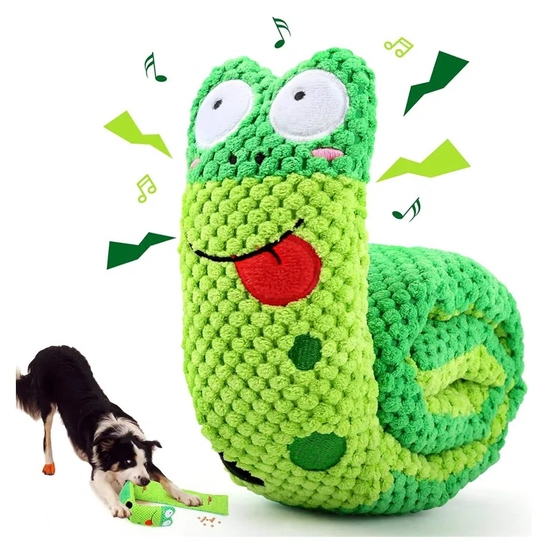 Juguete Interactivo para Perros, Dispensador de Comida, Peluche Indestructible con Sonido, Juguetes Resistentes y Plegables con Forma de Caracol para Cachorros, Suministros para Mascotas