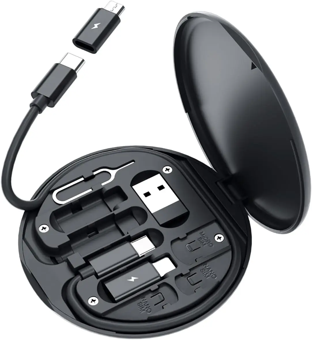 Caja de Almacenamiento de Cables de Datos Multifuncional Portátil, Soporte para Teléfono Móvil con Carga Rápida de 60W, Juego de Cables de Carga, Conversor Multi-Cabeza