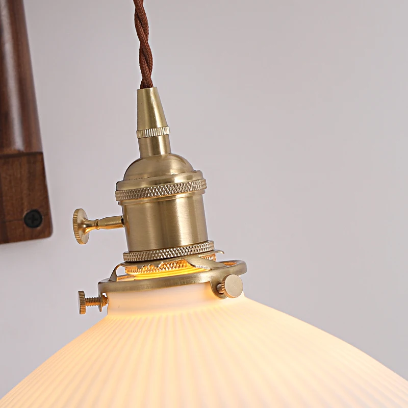 Lámpara de pared plegable Retro de color nogal, lámpara de noche para dormitorio, sala de estar, estudio japonés, sala de té, lámpara de cafetería acadérea