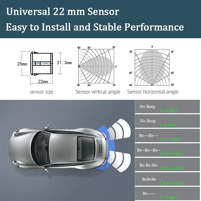 Kit de Sensor de aparcamiento de coche Hippcron con Monitor LED inverso Parktronic automático 22mm 4 sensores sistema de detección de Radar pantalla de retroiluminación