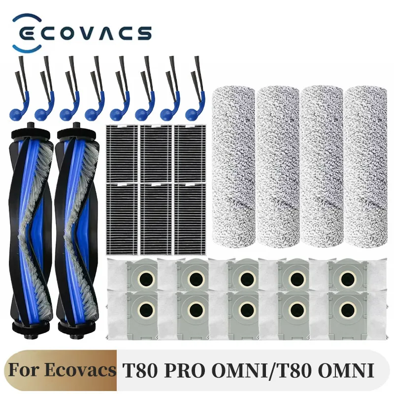 Para ECOVACS T80 PRO OMNI / T80 OMNI aspiradoras rodillo principal paño de mopa Cepillo Lateral bolsa de polvo filtro HEPA accesorio de repuesto