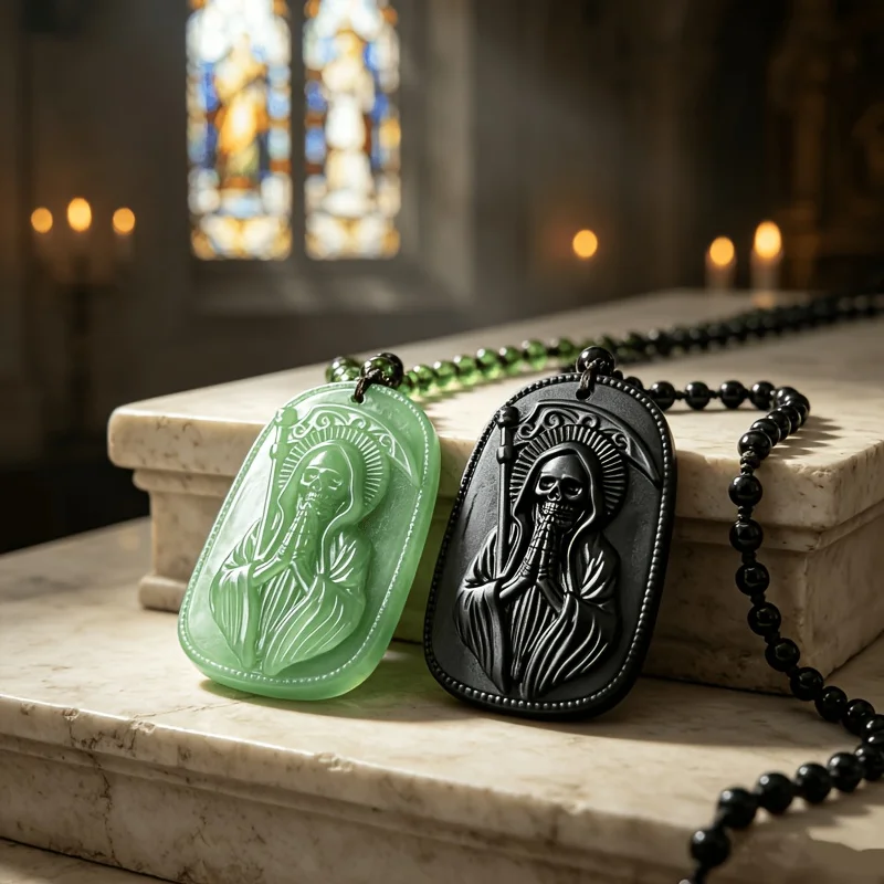 Colgante de San Muerte, Collar con Colgante de San Judas, Joyería Religiosa Unisex