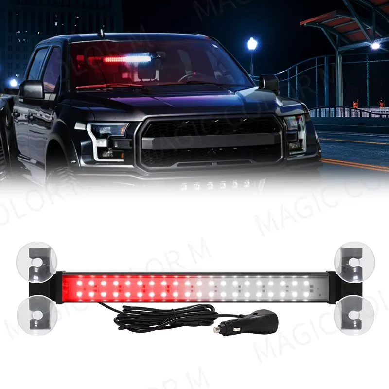 Luz Estroboscópica de 40 LED, Lámpara de Advertencia Delantera, Barra para Parabrisas de Auto, Luz Intermitente de Tráfico, Amarillo/Blanco, Accesorios para Auto, 12V-24V