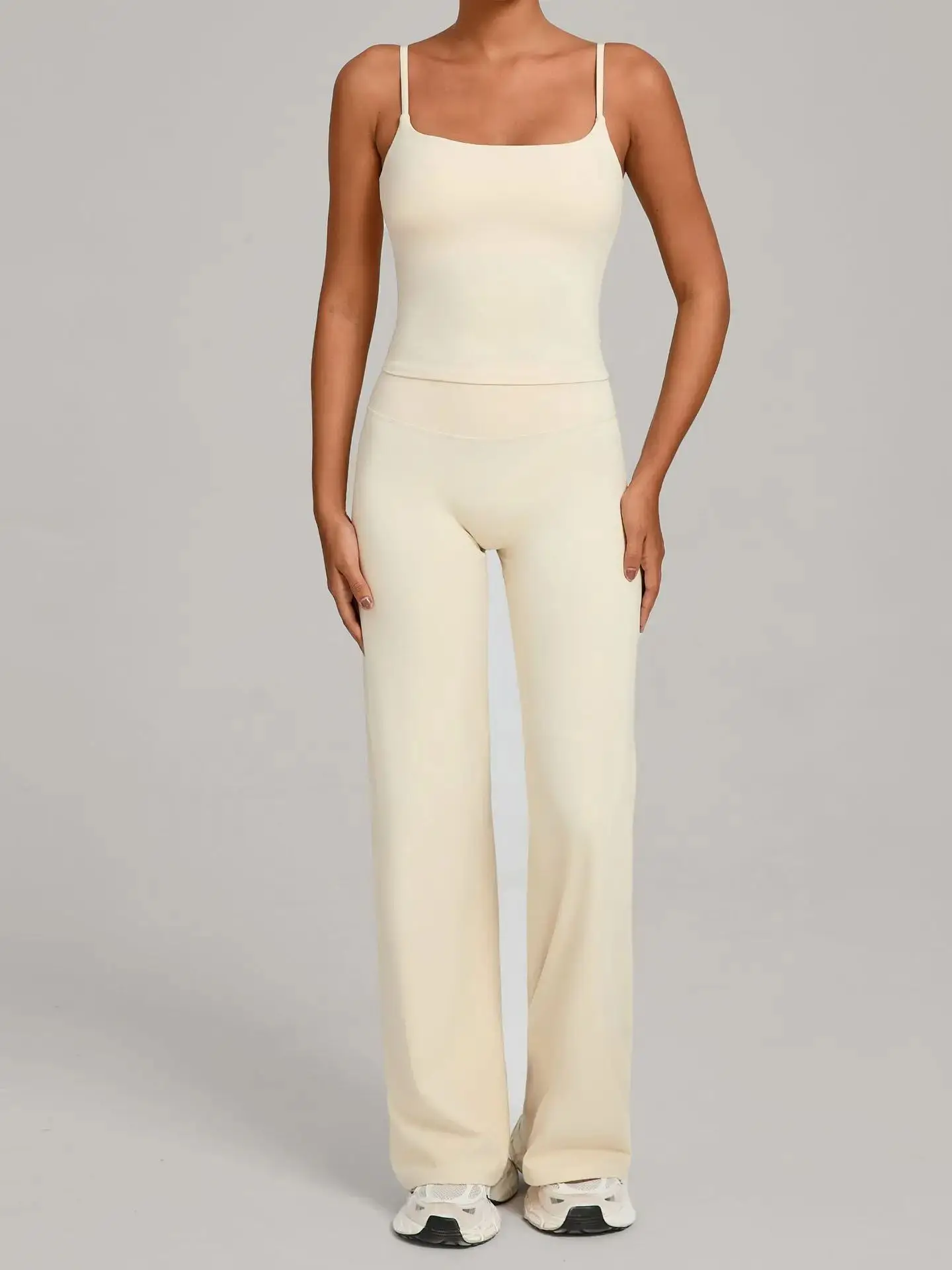 Ropa de entrenamiento para gimnasio, ropa informal para mujer, traje de Yoga ajustado para deportes al aire libre, traje de Fitness con sensación desnuda, conjunto de dos piezas de Yoga de cintura alta